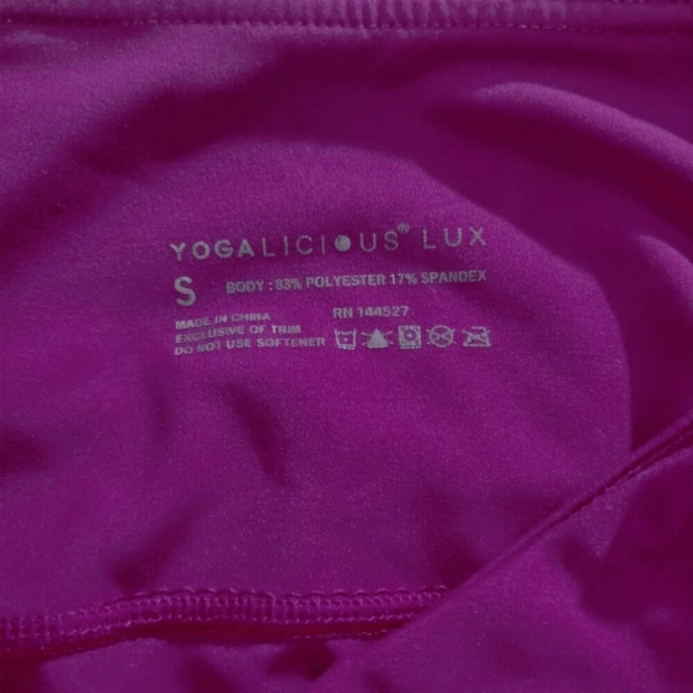 YOGALICIOUS [LUX] "Lenox" High Rise No Show Fushia Leggings with Pockets- S - Picture 11 of 12